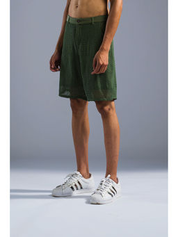 PRIMAL GRAY - Green Modal Net Layered Self Design Shorts