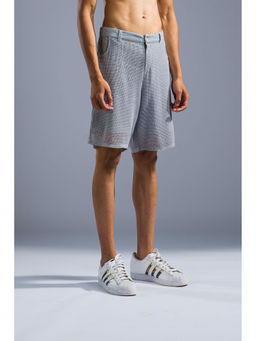 PRIMAL GRAY - Ice Blue Modal Net Layered Self Design Shorts