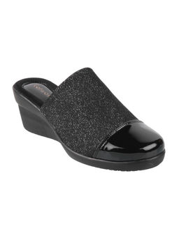 Catwalk - BLACK Dual-toned Textured Slip Ons