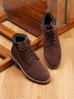 Louis Stitch - Mens British Brown Italian Suede Leather High Ankle Handmade Long Boots