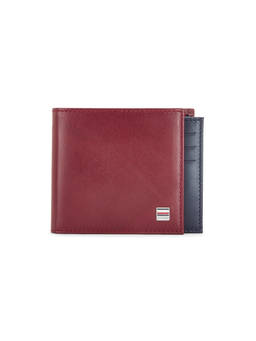 Tommy Hilfiger - Insider Mens Leather Slimfold Wallet Wine & Navy Blue