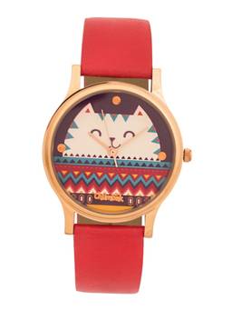 Teal by CHUMBAK - Red PU Leather Watch