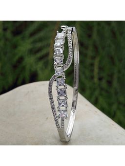 Karatcart - Silver Tone American Diamond Studded Bracelet for Women