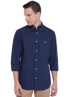 GANT - Blue Solid Collar Neck Shirt
