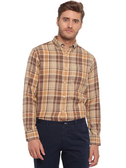 GANT - Brown Checks Collar Neck Shirt