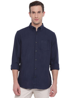 GANT - Navy Blue Solid Collar Neck Shirt