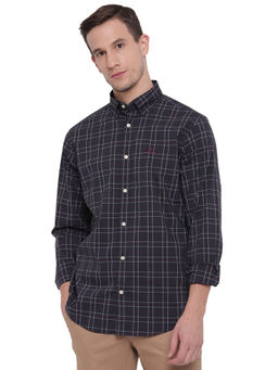 GANT - Navy Blue Checks Collar Neck Shirt