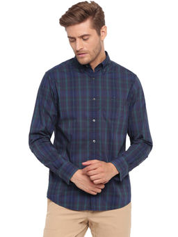 GANT - Navy Blue Checks Collar Neck Shirt