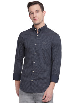 GANT - Navy Blue Printed Collar Neck Shirt