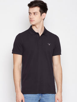 GANT - Black Plain Polo T-Shirt