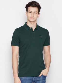 GANT - Green Plain Polo T-Shirt