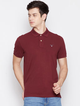 GANT - Maroon Plain Polo T-Shirt