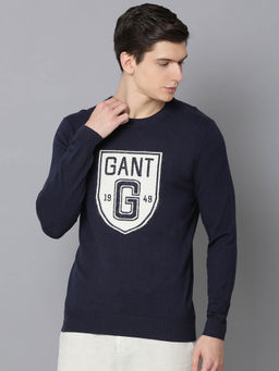 GANT - Navy Blue Printed Sweater