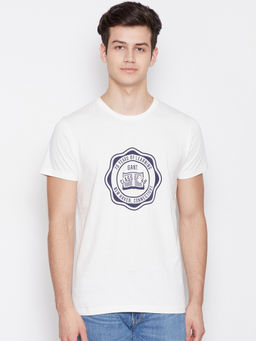 GANT - White Printed Round Neck T-Shirt
