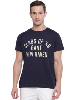 GANT - Navy Blue Printed Round Neck T-Shirt