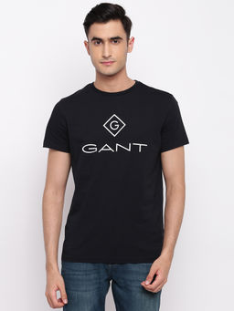 GANT - Black Printed Round Neck T-Shirt