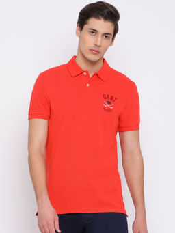 GANT - Red Plain Polo T-Shirt