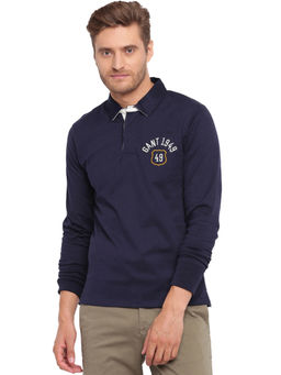 GANT - Navy Blue Plain Polo T-Shirt