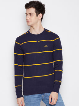 GANT - Navy Blue Stripes Round Neck T-Shirt