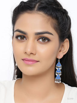 Voylla - Indigo Affair Layered Triangles Earrings
