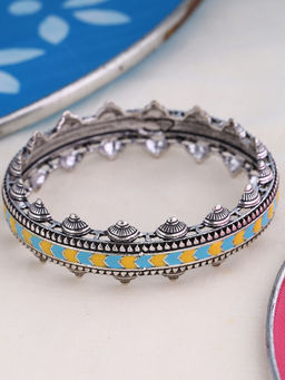 Voylla - Silver Gwalior Enamelled Domes Motifs Bangle