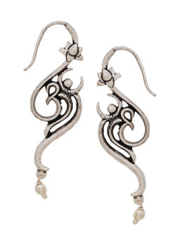 Voylla - Silver Aarambh OM Drop Earrings