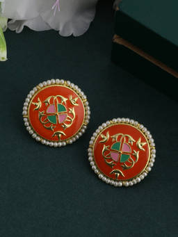 Voylla - Gold Tahira Orange Bloom Studs