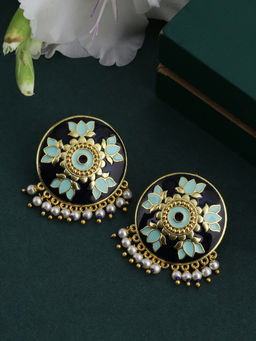 Voylla - Gold Tahira Blue Lotus Studs