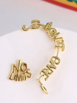 Voylla - Gold Truck Art 'I Don't Care' and 'No Limits' Earrings