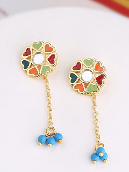 Voylla - Gold Truck Art Gold Plated Floral Motif Earrings