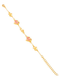 Voylla - Gold Plated Pink Amore Hearts Bracelet