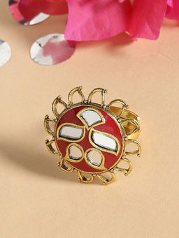 Voylla - Gold Thikri Gold Tone Floral Statement Ring