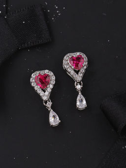 Voylla - Silver Love Knots Teardrop Cut CZ Gems Earrings