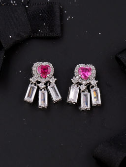Voylla - Silver Love Knots CZ Gems Embellished Stud Earrings