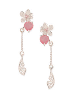 Voylla - Love Paradise Floral Drop Butterfly Wing Earrings