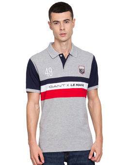 GANT - Grey Colorblocked Polo T-Shirt