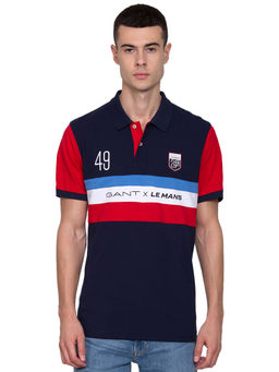 GANT - Navy Blue Colorblocked Polo T-Shirt
