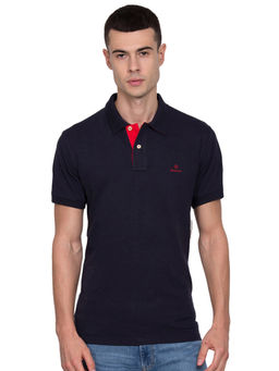 GANT - Navy Blue Solid Polo T-Shirt