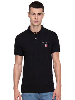 GANT - Black Solid Polo T-Shirt