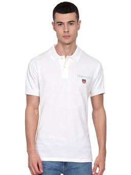 GANT - White Solid Polo T-Shirt