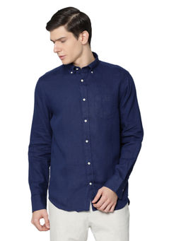 GANT - Navy Blue Solid Casual Shirt
