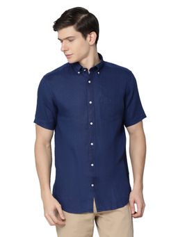 GANT - Navy Blue Solid Casual Shirt