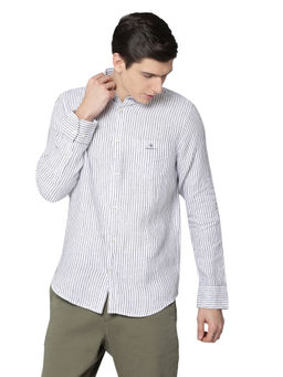 GANT - White Stripes Printed Casual Shirt