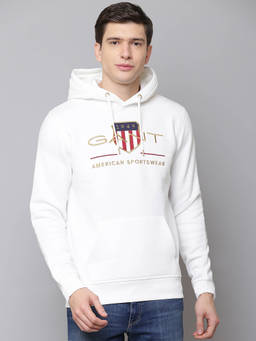 GANT - White Embroidered Hoodie