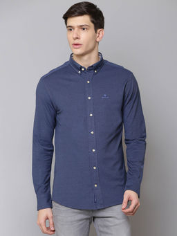 GANT - Blue Solid Casual Shirt
