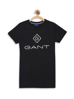 GANT - Black Printed Round Neck T-Shirt