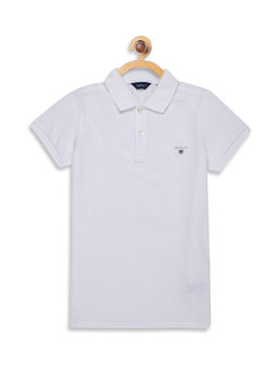 GANT - White Solid Polo T-Shirt