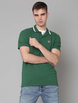 GANT - Men Green Regular Fit Solid Polo T-shirt