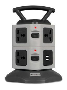 Zebronics - Zeb- TS3120USB Tower Strip Socket with 7 Universal Socket, 2 USB Ports , 1.8 m Long Cable