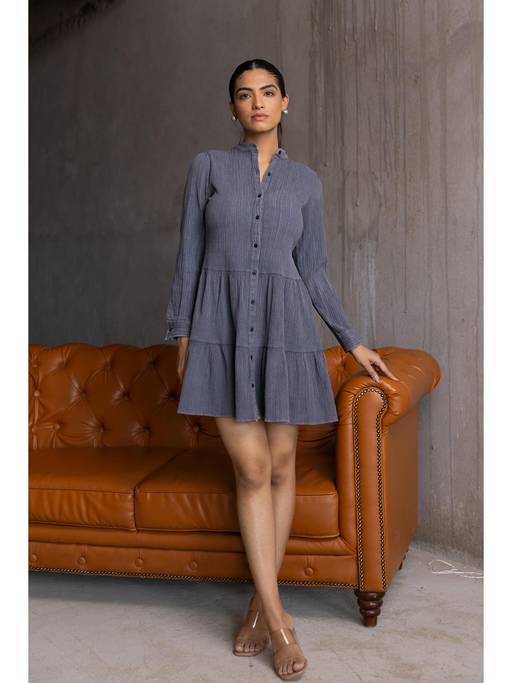 Buy Polago Clothing Grey Denim Mini Dress (S) Online